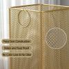ZAQYCM Square Dirty Clothes Hamper Gold, Sturdy Metal Laundry Basket with Wheels and Handle, Home Apartment Bedroom Bathroom Hotel Restaurant Corner Narrow Laundry Bin Baskets (Color : 30x30x55cm) view 3