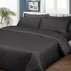 British Linen's - 100% Egyptian Cotton Duvet Cover Set, 3 Piece Luxury Soft Comforter Bedding Set with Zipper Closure & 600 Thread Count Quilt Cover Sets - Dark Grey Stripe, Queen. view 2
