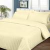 British Linen's - 100% Egyptian Cotton Duvet Cover Set, 3 Piece Luxury Soft Comforter Bedding Set with Zipper Closure & 400 Thread Count Quilt Cover Sets - Ivory Stripe, Queen. view 2