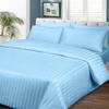 British Linen's - 100% Egyptian Cotton Duvet Cover Set, 3 Piece Luxury Soft Comforter Bedding Set with Zipper Closure & 400 Thread Count Quilt Cover Sets - Light Blue Stripe, Cal King. view 2