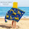 Kids Beach Towel With Hood - Excavators Vehicles Engineering Theme for Boys Girls, Microfiber Soft Bath Poncho Bathrobe Wrap Robe for Swim Pool - Cool Children's Gift view 4