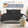 Clara Clark 1800 Series Bed Sheet Sets - Stay fit on Mattress with Elastic Straps at Corners - California King, Black view 1