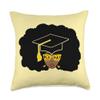 2023 Black Woman Senior College Graduate Smart Black Robes Throw Pillow view 1