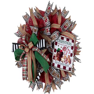 Gingerbread Merry Christmas Wreath | Buffalo Check Christmas Wreath | Candy Christmas Wreath