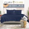 Clara Clark 1800 Series Bed Sheet Sets - Stay fit on Mattress with Elastic Straps at Corners - King, Navy Blue view 1