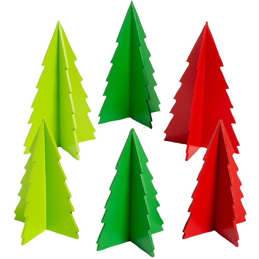 Fun Express Slotted Christmas Tree Tabletop Decorations, 6 Pieces