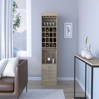 Bar Cabinet Atanasio, Rack, 16 Wine Cubbies - Light Pine