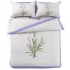 4 Piece California King Spring Farm Country Lavender Flower Breathable Comforter Covers Ultra Soft Bed Sheet with Decoretive 2 Pillow Shams Bedding Collection Sets Purple Frame on White view 2