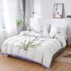 4 Piece California King Spring Farm Country Lavender Flower Breathable Comforter Covers Ultra Soft Bed Sheet with Decoretive 2 Pillow Shams Bedding Collection Sets Purple Frame on White view 3