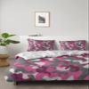 4 Piece California King Abstract Pink Grey Camouflage Breathable Comforter Covers Ultra Soft Bed Sheet with Decoretive 2 Pillow Shams Bedding Collection Sets Army Jungle Camo Art view 1