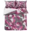4 Piece California King Abstract Pink Grey Camouflage Breathable Comforter Covers Ultra Soft Bed Sheet with Decoretive 2 Pillow Shams Bedding Collection Sets Army Jungle Camo Art view 2