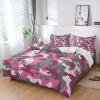 4 Piece California King Abstract Pink Grey Camouflage Breathable Comforter Covers Ultra Soft Bed Sheet with Decoretive 2 Pillow Shams Bedding Collection Sets Army Jungle Camo Art view 3