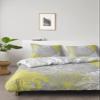 4 Piece Full Nature Yellow White Chrysanthemum Flower Breathable Comforter Covers Ultra Soft Bed Sheet with Decoretive 2 Pillow Shams Bedding Collection Sets Abstract Floral Grey view 1