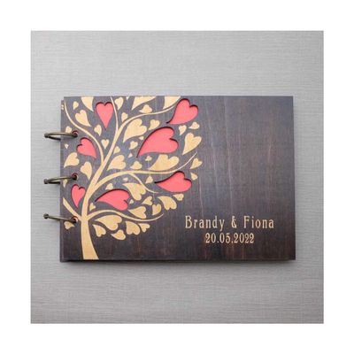 BAN.P Rustic Guest Book Engraved Wooden Guest Book Wedding Wishes Wedding Album Gift for Couple Wedding Favors Scrapbook (Color : Style 5, Size : A5(100sheets))