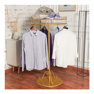 MERYAL Floor-Standing Clothing Retail Store Scarf Hangers Display Stand, Rotatable Clothing Display Stand, Metal Round Display Stand (Color : White, Size : C)