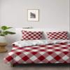 4 Piece Full Pastoral Red White Buffalo Lattice Plaid Breathable Comforter Covers Ultra Soft Bed Sheet with Decoretive 2 Pillow Shams Bedding Collection Sets Modern Retro Checker view 1