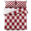 4 Piece Full Pastoral Red White Buffalo Lattice Plaid Breathable Comforter Covers Ultra Soft Bed Sheet with Decoretive 2 Pillow Shams Bedding Collection Sets Modern Retro Checker view 2