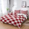 4 Piece Full Pastoral Red White Buffalo Lattice Plaid Breathable Comforter Covers Ultra Soft Bed Sheet with Decoretive 2 Pillow Shams Bedding Collection Sets Modern Retro Checker view 3