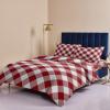 4 Piece Full Pastoral Red White Buffalo Lattice Plaid Breathable Comforter Covers Ultra Soft Bed Sheet with Decoretive 2 Pillow Shams Bedding Collection Sets Modern Retro Checker view 4