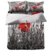 4 Piece Full Wild Poppy Flower Abstract Blossom Flower Breathable Comforter Covers Ultra Soft Bed Sheet with Decoretive 2 Pillow Shams Bedding Collection Sets Nature Blooming Floral view 2