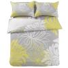 4 Piece California King Nature Yellow White Chrysanthemum Flower Breathable Comforter Covers Ultra Soft Bed Sheet with Decoretive 2 Pillow Shams Bedding Collection Sets Abstract Floral Grey view 2