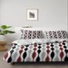 4 Piece Full Mid Century Raindrop Striped Breathable Comforter Covers Ultra Soft Bed Sheet with Decoretive 2 Pillow Shams Bedding Collection Sets Burgundy Red Grey Black view 1