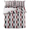 4 Piece Full Mid Century Raindrop Striped Breathable Comforter Covers Ultra Soft Bed Sheet with Decoretive 2 Pillow Shams Bedding Collection Sets Burgundy Red Grey Black view 2