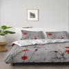 4 Piece California King Farmhouse Red Poppy Flower Wood Plank Breathable Comforter Covers Ultra Soft Bed Sheet with Decoretive 2 Pillow Shams Bedding Collection Sets Blossom Wild Floral view 1