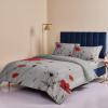 4 Piece California King Farmhouse Red Poppy Flower Wood Plank Breathable Comforter Covers Ultra Soft Bed Sheet with Decoretive 2 Pillow Shams Bedding Collection Sets Blossom Wild Floral view 4