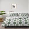 4 Piece Full Mid Century Breathable Comforter Covers Ultra Soft Bed Sheet with Decoretive 2 Pillow Shams Bedding Collection Sets Abstract Saga Green Stripe view 1