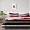 Abstract Red Grey White Black Stripe 4 Piece California King Aesthetic Breathable Comforter Covers Ultra Soft Bed Sheet with Decoretive 2 Pillow Shams Bedding Collection Sets view 1