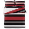 Abstract Red Grey White Black Stripe 4 Piece California King Aesthetic Breathable Comforter Covers Ultra Soft Bed Sheet with Decoretive 2 Pillow Shams Bedding Collection Sets view 2