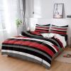 Abstract Red Grey White Black Stripe 4 Piece California King Aesthetic Breathable Comforter Covers Ultra Soft Bed Sheet with Decoretive 2 Pillow Shams Bedding Collection Sets view 3