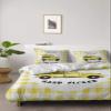 4 Piece California King Farmhouse Country Truck with Lemon Breathable Comforter Covers Ultra Soft Bed Sheet with Decoretive 2 Pillow Shams Bedding Collection Sets Summer Fruit Yellow White Plaid view 1