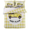 4 Piece California King Farmhouse Country Truck with Lemon Breathable Comforter Covers Ultra Soft Bed Sheet with Decoretive 2 Pillow Shams Bedding Collection Sets Summer Fruit Yellow White Plaid view 2