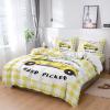 4 Piece California King Farmhouse Country Truck with Lemon Breathable Comforter Covers Ultra Soft Bed Sheet with Decoretive 2 Pillow Shams Bedding Collection Sets Summer Fruit Yellow White Plaid view 3
