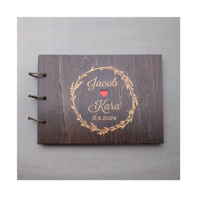 BAN.P Rustic Guest Book Engraved Wooden Guest Book Wedding Wishes Wedding Album Gift for Couple Wedding Favors Scrapbook (Color : Style 3, Size : A5(100sheets))