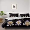 4 Piece California King Spring Flower and Cute Gnome Sweet Bee Breathable Comforter Covers Ultra Soft Bed Sheet with Decoretive 2 Pillow Shams Bedding Collection Sets Black view 1