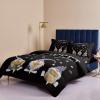 4 Piece California King Spring Flower and Cute Gnome Sweet Bee Breathable Comforter Covers Ultra Soft Bed Sheet with Decoretive 2 Pillow Shams Bedding Collection Sets Black view 4