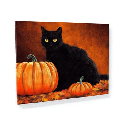 Sense Canvas Black Cat Pumpkin 5 Canvas Art - Home Decor Wall Art Print Poster Painting Large 40x30 / 1.5"