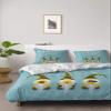4 Piece California King Farmhouse Gnomes Bee with Spring Sunflowers Breathable Comforter Covers Ultra Soft Bed Sheet with Decoretive 2 Pillow Shams Bedding Collection Sets White Daisy on Teal view 1