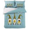 4 Piece California King Farmhouse Gnomes Bee with Spring Sunflowers Breathable Comforter Covers Ultra Soft Bed Sheet with Decoretive 2 Pillow Shams Bedding Collection Sets White Daisy on Teal view 2