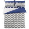 4 Piece California King Modern Chevron Striped Breathable Comforter Covers Ultra Soft Bed Sheet with Decoretive 2 Pillow Shams Bedding Collection Sets Grey White Zig Zag Herringbone view 2