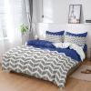 4 Piece California King Modern Chevron Striped Breathable Comforter Covers Ultra Soft Bed Sheet with Decoretive 2 Pillow Shams Bedding Collection Sets Grey White Zig Zag Herringbone view 3