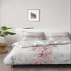 4 Piece California King Spring Peach Blossom Abstract Marble Breathable Comforter Covers Ultra Soft Bed Sheet with Decoretive 2 Pillow Shams Bedding Collection Sets Nature Floral Stone Art view 1