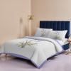 4 Piece Full Spring Farm Country Lavender Flower Breathable Comforter Covers Ultra Soft Bed Sheet with Decoretive 2 Pillow Shams Bedding Collection Sets Purple Frame on White view 4