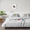 4 Piece California King Aesthetic Black Line Women White Daisy Flower Red Lips Breathable Comforter Covers Ultra Soft Bed Sheet with Decoretive 2 Pillow Shams Bedding Collection Sets Sexy Girl view 1