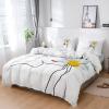 4 Piece California King Aesthetic Black Line Women White Daisy Flower Red Lips Breathable Comforter Covers Ultra Soft Bed Sheet with Decoretive 2 Pillow Shams Bedding Collection Sets Sexy Girl view 3