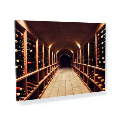 Sense Canvas Wine Cellar Barrels 6 Canvas Art - Home Decor Wall Art Print Poster Painting Large 40x30 / 1.5"