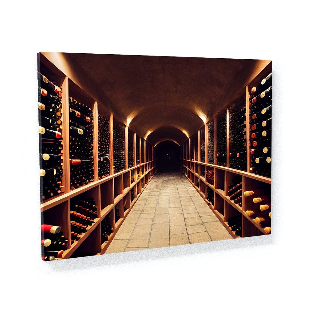Sense Canvas Wine Cellar Barrels 6 Canvas Art - Home Decor Wall Art Print Poster Painting Large 40x30 / 1.5"